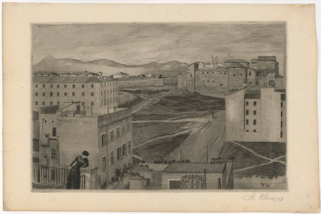 Vista da janela do ateliê em Roma de Max Klinger