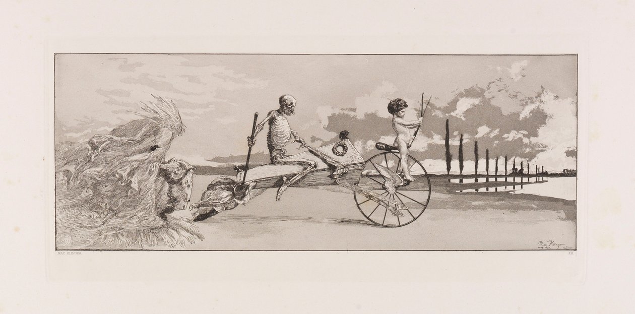 Cupido, Morte e Além do Amor, Tod und Jenseits placa XII de Intermezzos..., 1881. de Max Klinger
