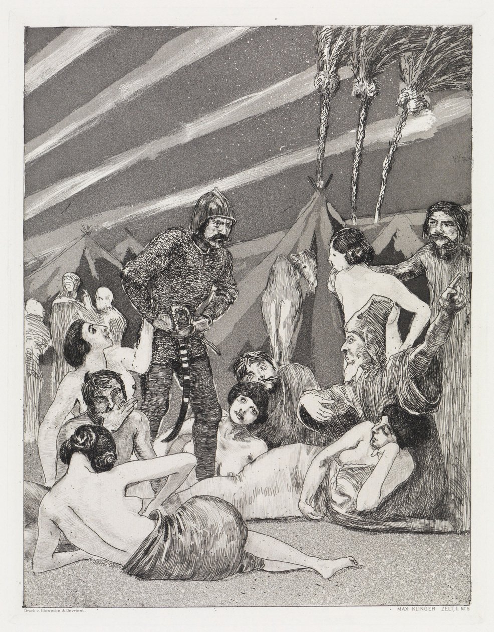 O Acampamento (Tenda, Opus XIV, 1.ª Parte, n.º 5) de Max Klinger