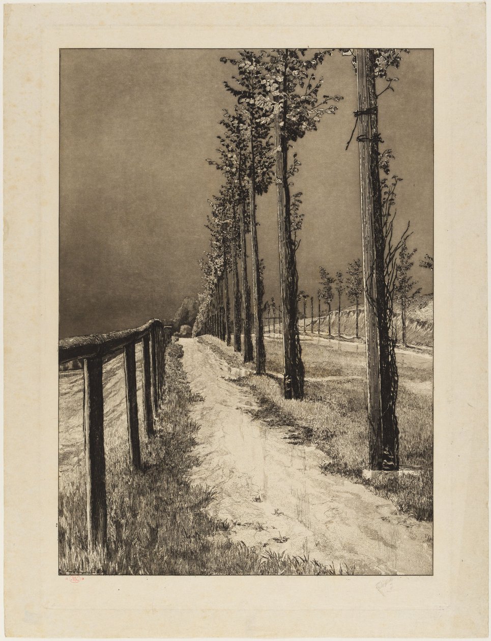 A estrada (Quatro paisagens, opus VII, prancha 2) de Max Klinger