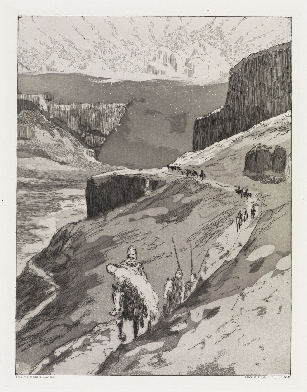 Através das montanhas (Zelt, Opus XIV, 1.ª Parte, n.º 19) de Max Klinger