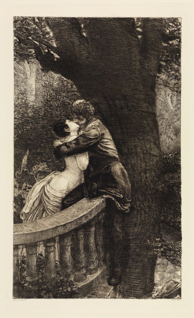 Beijo (No parque) (Um amor, Opus X, prancha 4) de Max Klinger
