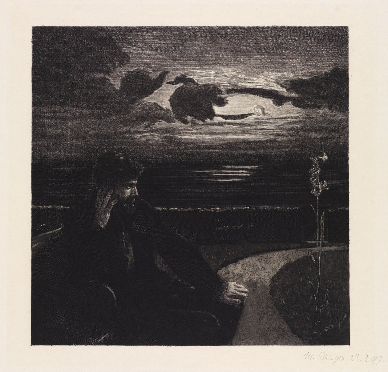 Noite (Da morte, primeira parte, opus XI, prancha 1) de Max Klinger