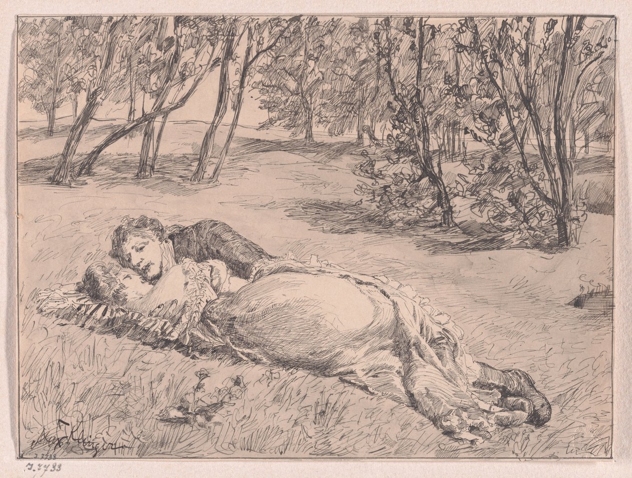 Casal na relva – Um abraço numa paisagem (A Couple on the Grass – An Embrace in a Landscape) de Max Klinger