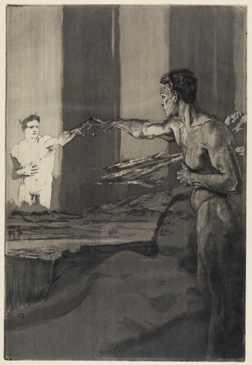 Filósofo (Sobre a morte, segunda parte, opus XI, folha 4) de Max Klinger
