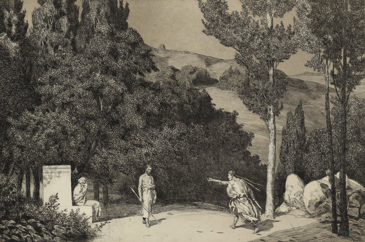Pyramus e Thisbe II Da série Opus II, 1879 de Max Klinger