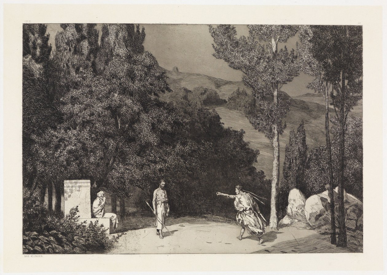 Píramo e Tisbe III (Salvações das Vítimas de Ovídio, Opus II, folha 4) de Max Klinger