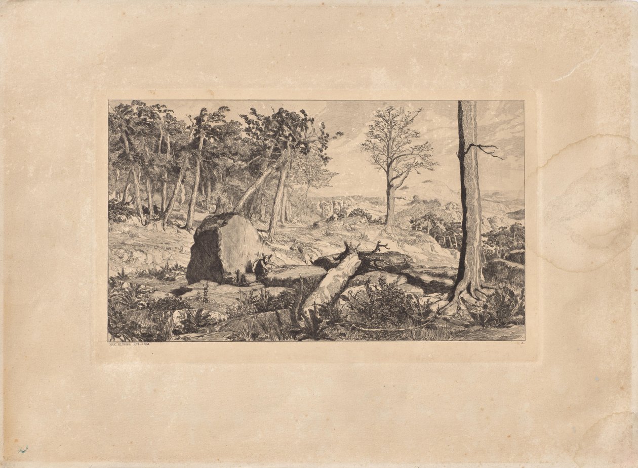 Simplicius na solidão da floresta (prancha X), de Intermezzi. Água-fortes, op. IV. 12 composições de Max Klinger