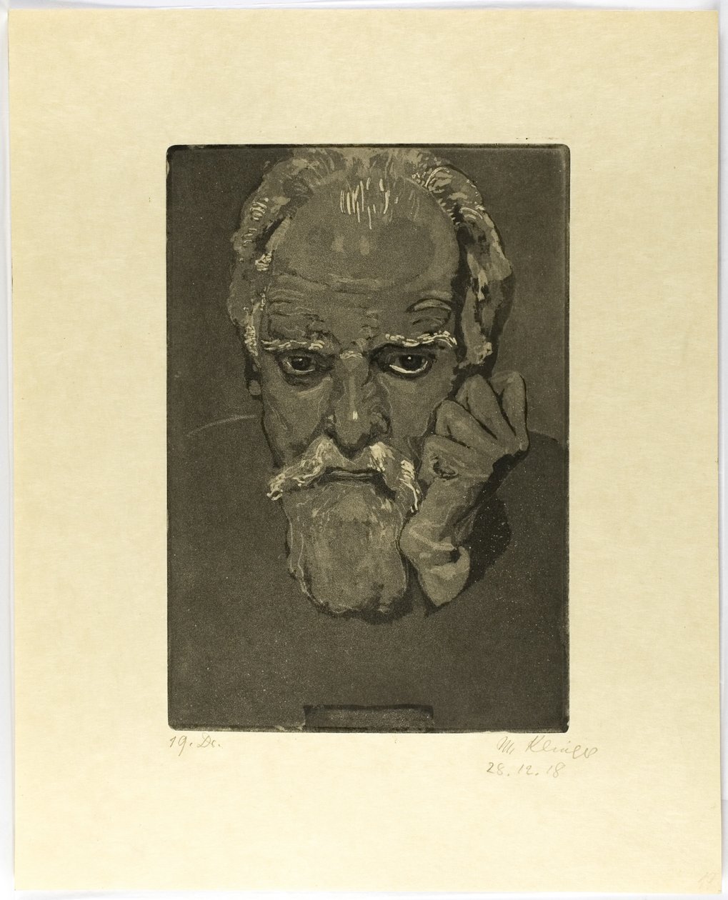 Auto-retrato com o punho no rosto de Max Klinger