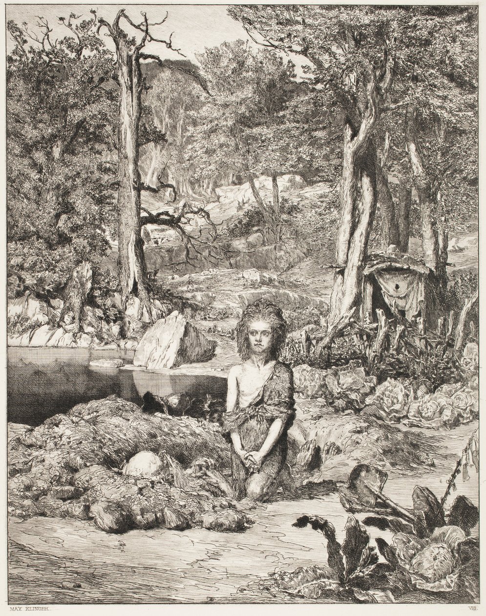 Simplicius junto ao túmulo do eremita de Max Klinger
