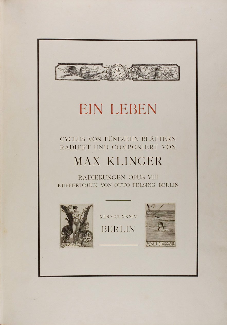 Página de título: Uma vida de Max Klinger