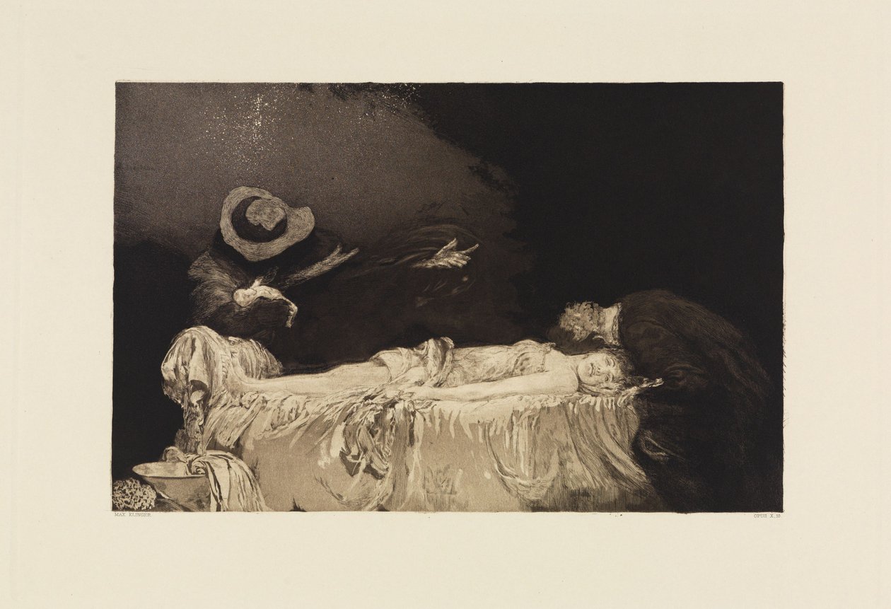 Morte (Um amor, opus X, prancha 10) de Max Klinger