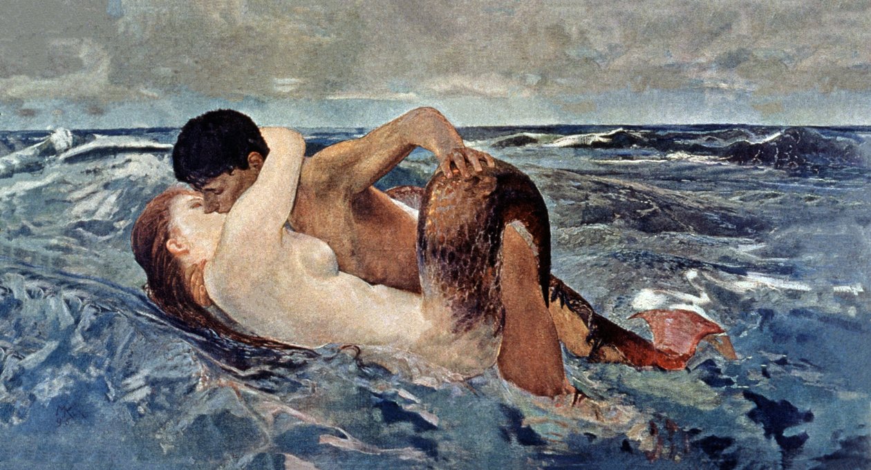 Tritão e sereia de Max Klinger
