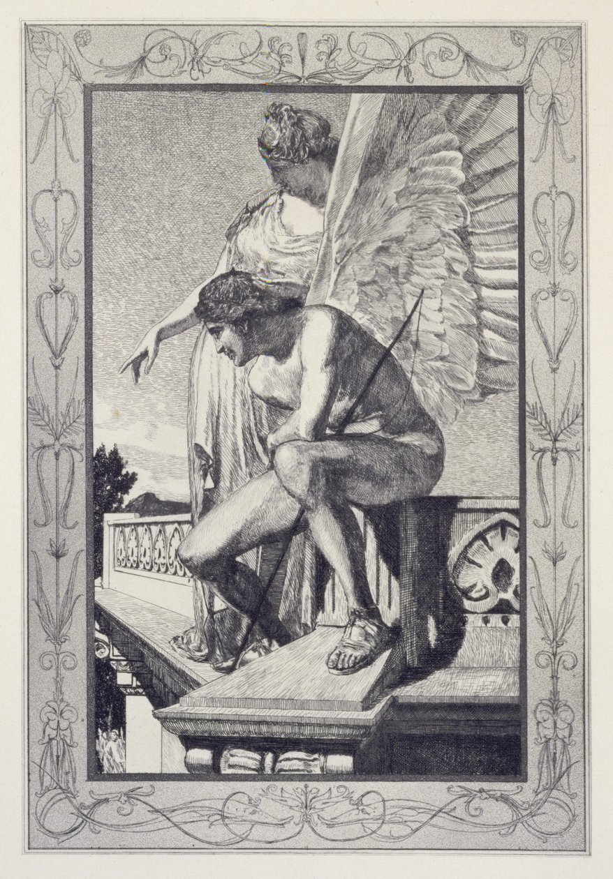 Vénus mostra Psique a Cupido, prancha 4 da série «Cupido e Psique: Opus V» de Max Klinger