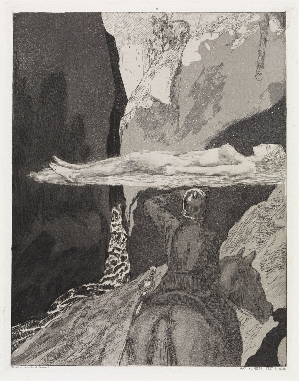 Diante da torre (Tenda, opus XIV, parte 2, n.º 36) de Max Klinger