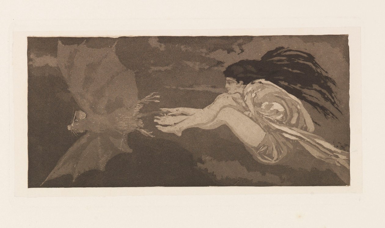 Bruxa e Morcego, 1880. de Max Klinger