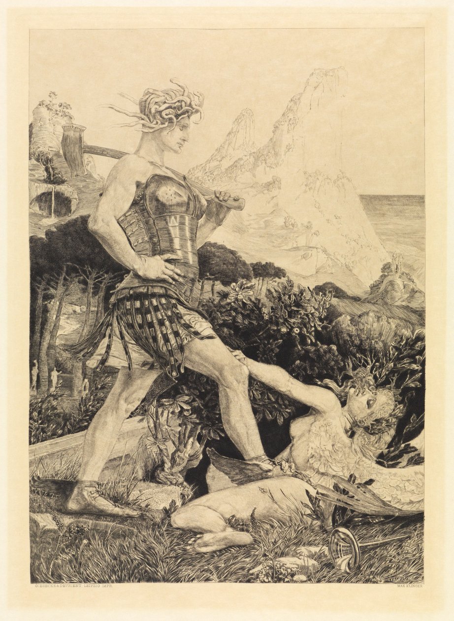 Tempo e fama (Sobre a morte, segunda parte, opus XI, prancha 11) de Max Klinger