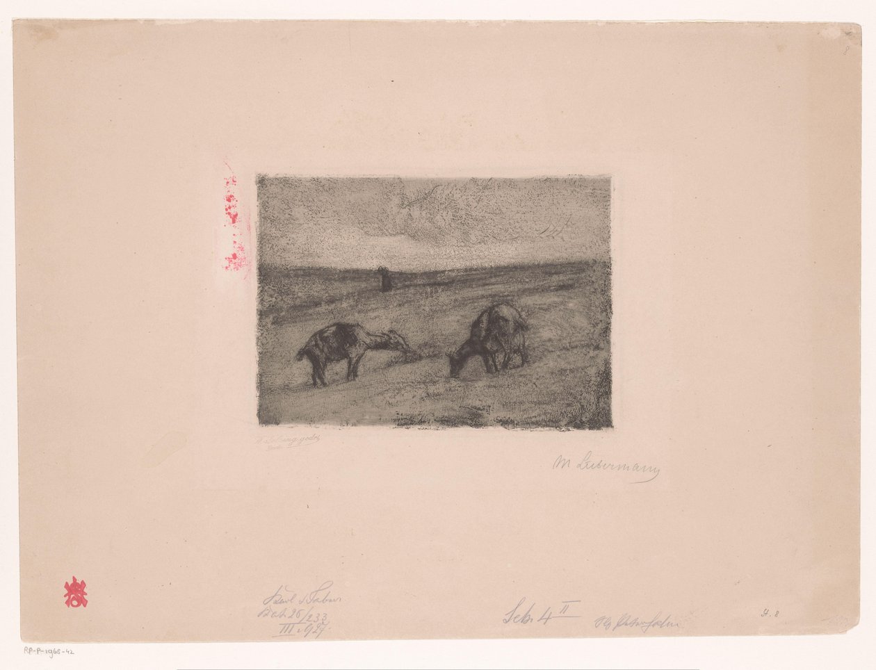 Paisagem com cabras pastando de Max Liebermann (signed by artist)