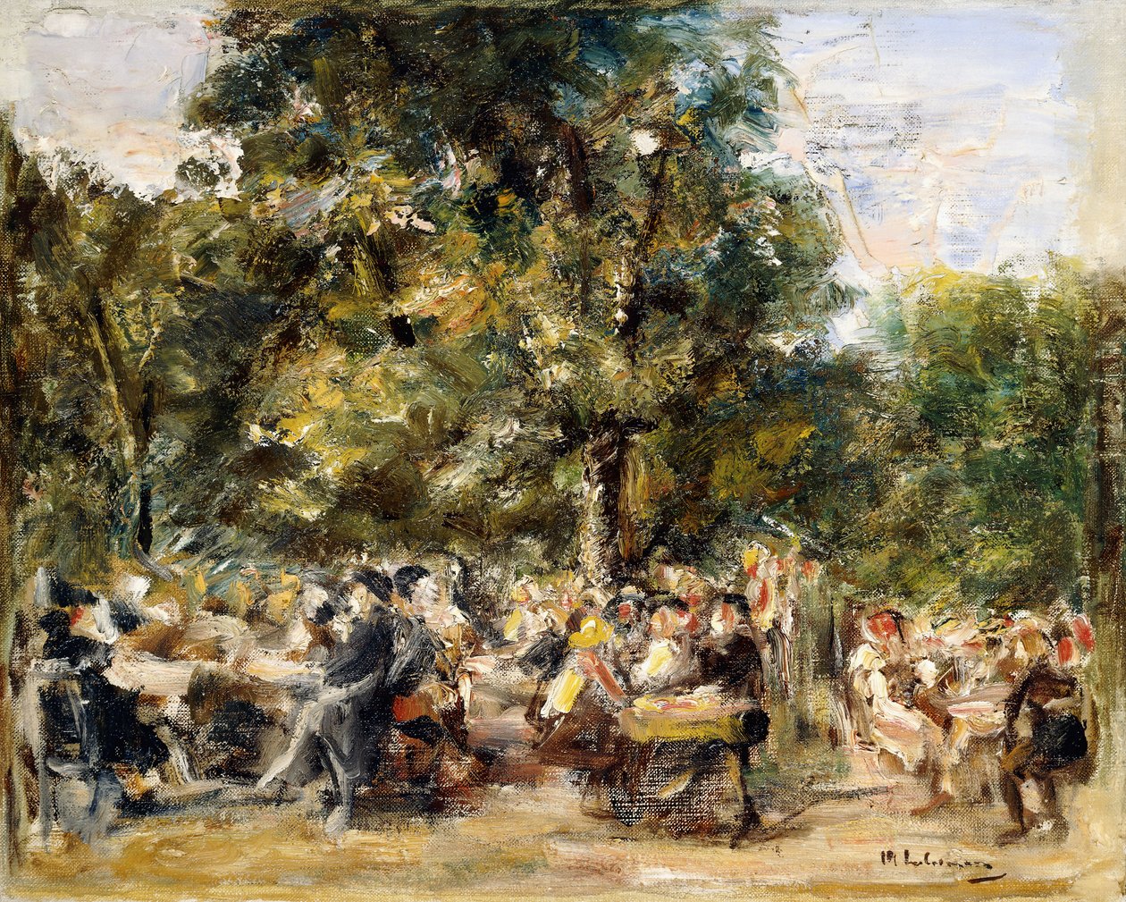 Um restaurante de jardim no rio Havel; Gartenlokal an der Havel, 1933 de Max Liebermann