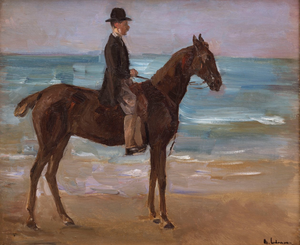 Um cavaleiro na praia de Max Liebermann