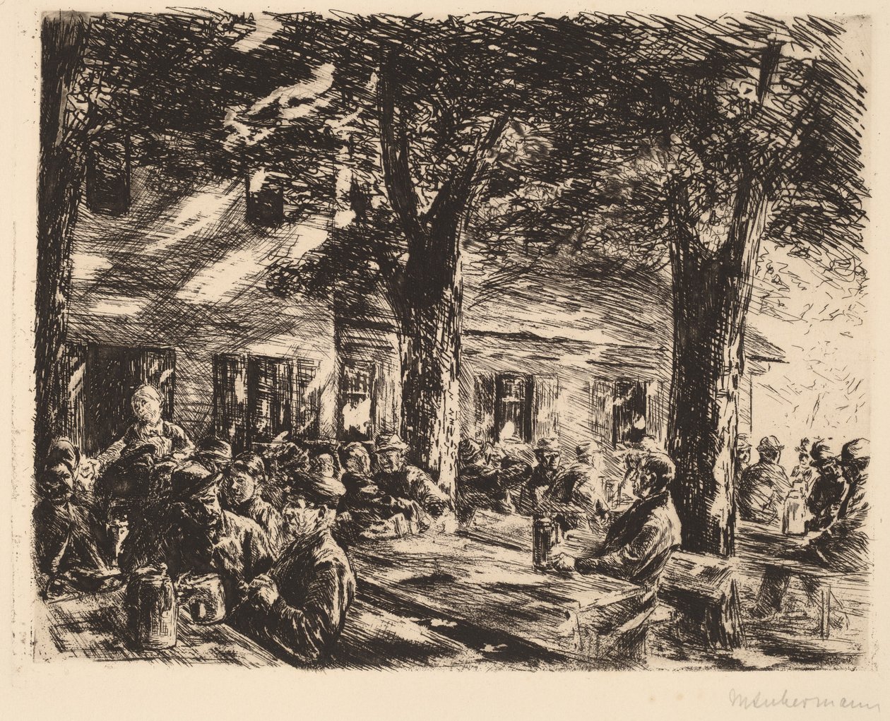 Um jardim da taverna em Rosenheim de Max Liebermann