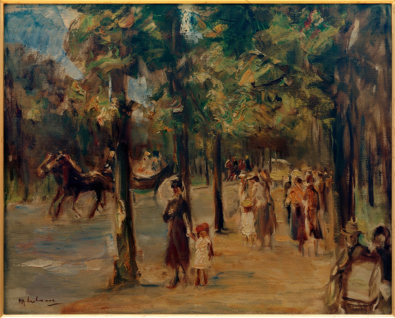 Beco no Tiergarten com caminhantes de Max Liebermann