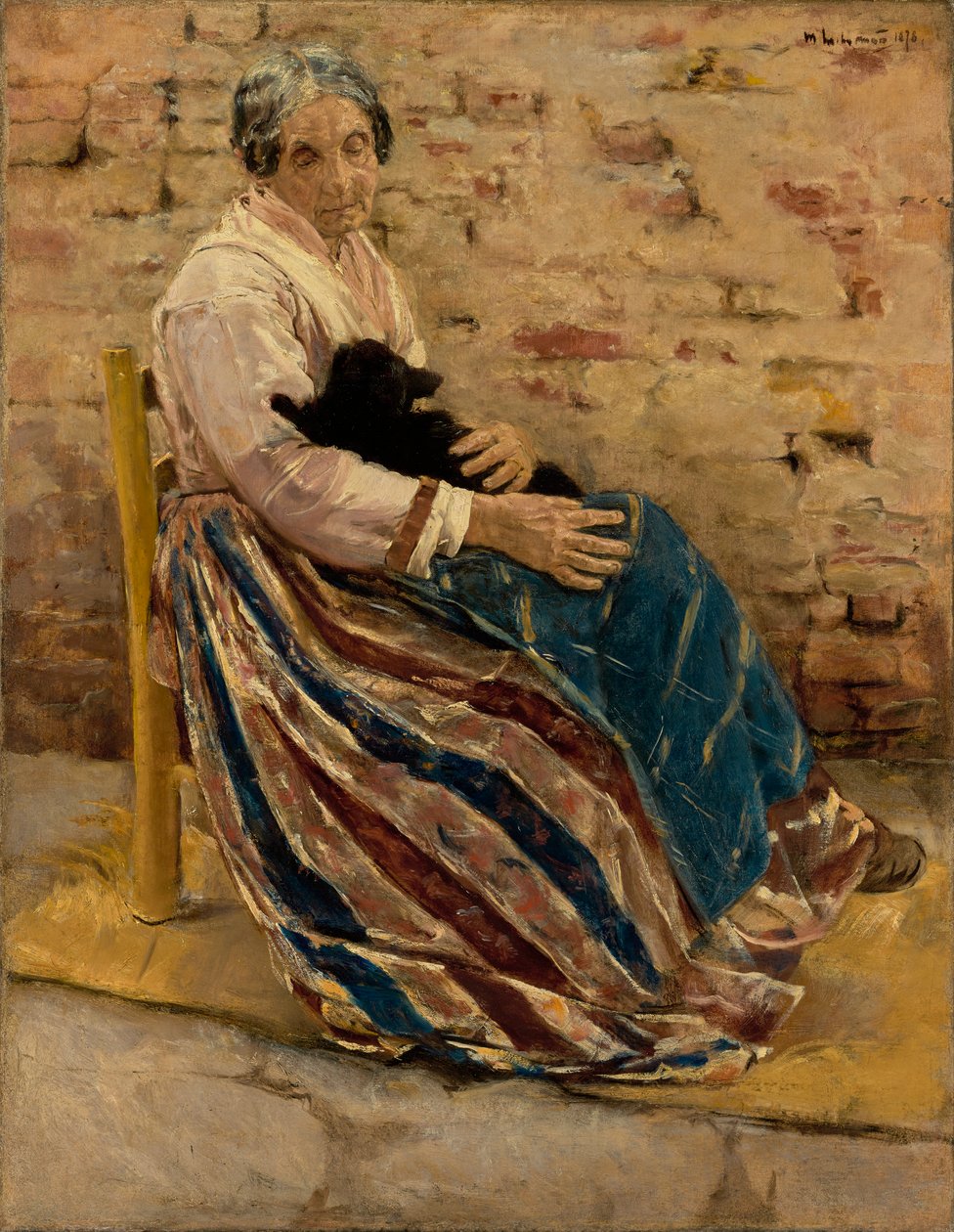 Uma velha mulher com gato, 1878 de Max Liebermann