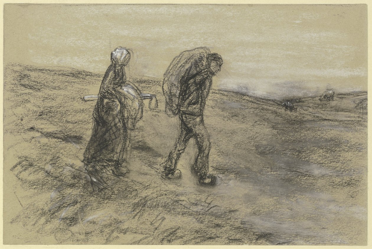 Trabalhador a regressar do trabalho no campo com a mulher de Max Liebermann