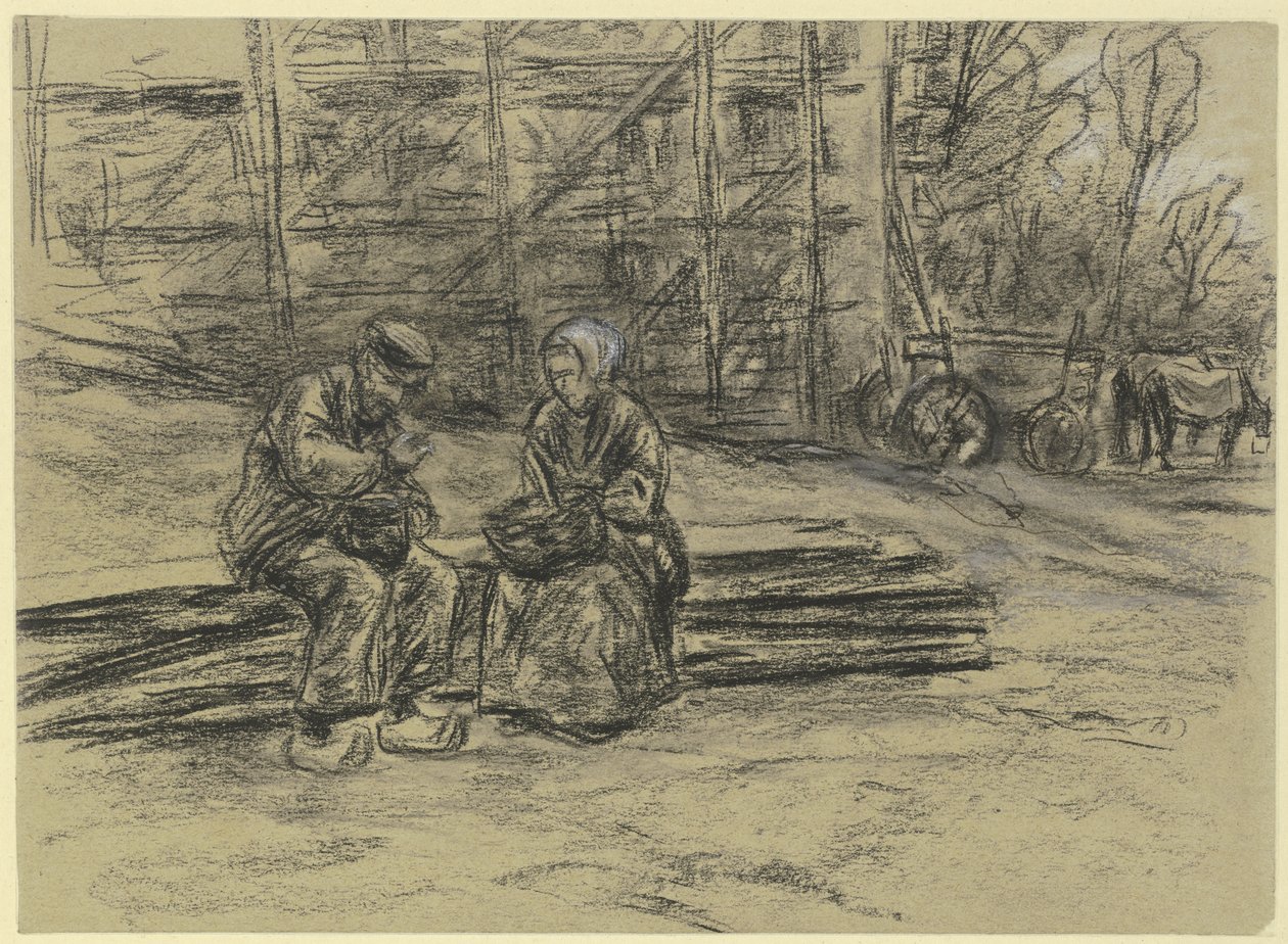 Um trabalhador a comer o seu almoço de Max Liebermann