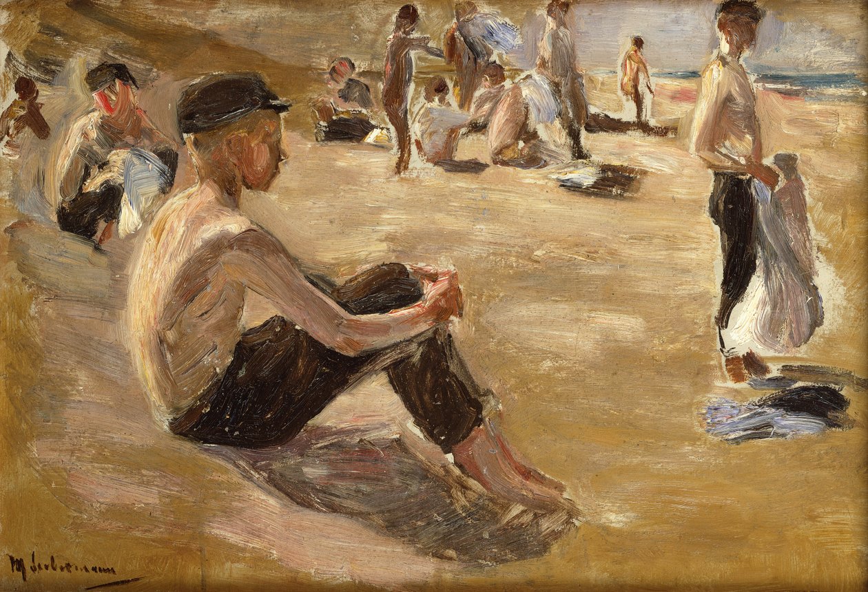 Rapazes a tomar banho (óleo sobre cartão) de Max Liebermann