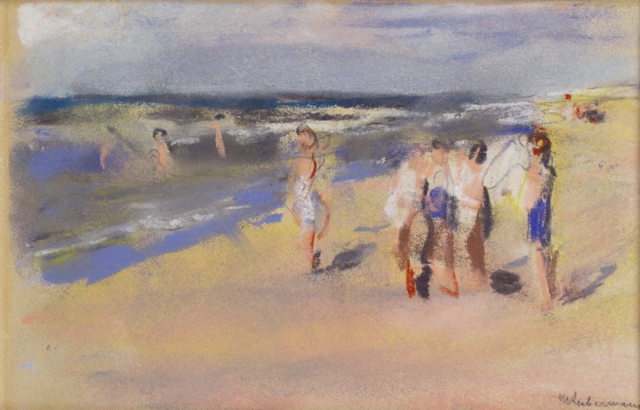 Praia, c.1910 (desenho a giz) de Max Liebermann