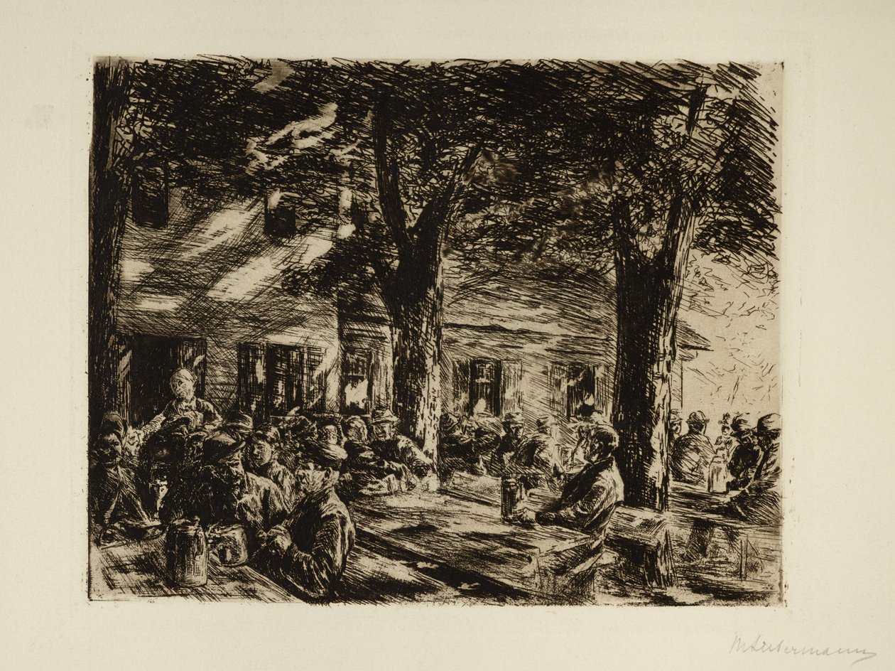 Esplanada-cervejaria em Brannenburg, perto de Rosenheim de Max Liebermann
