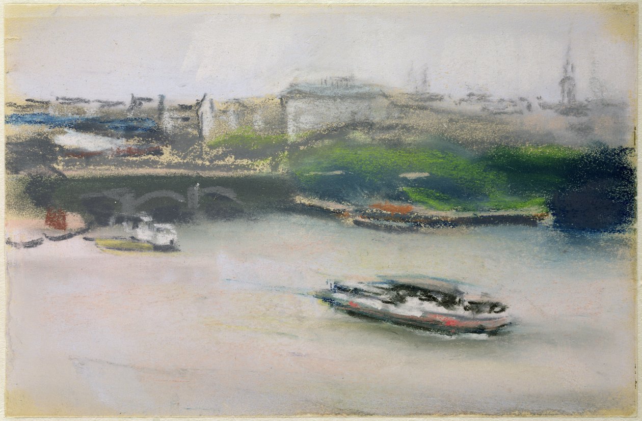 Binnenalster com o Lombardsbrucke, Hamburgo, 1910 (pastel sobre papel) de Max Liebermann