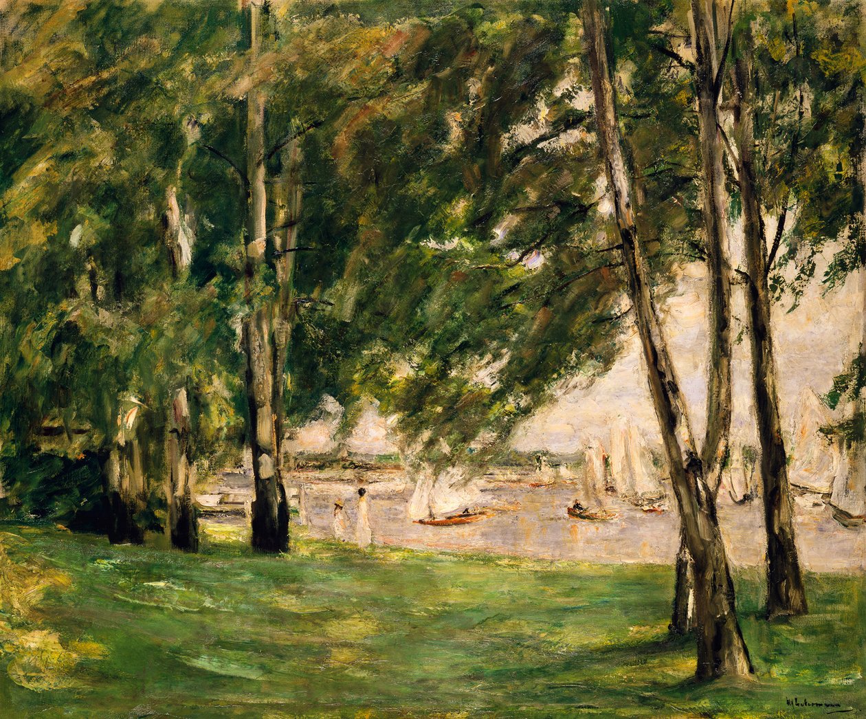 Vista do Wannsee com barcos à vela de Max Liebermann