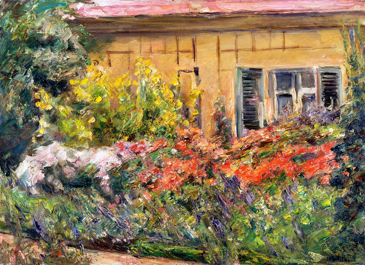 Plantas perenes em flor junto à casa do jardineiro, para norte de Max Liebermann