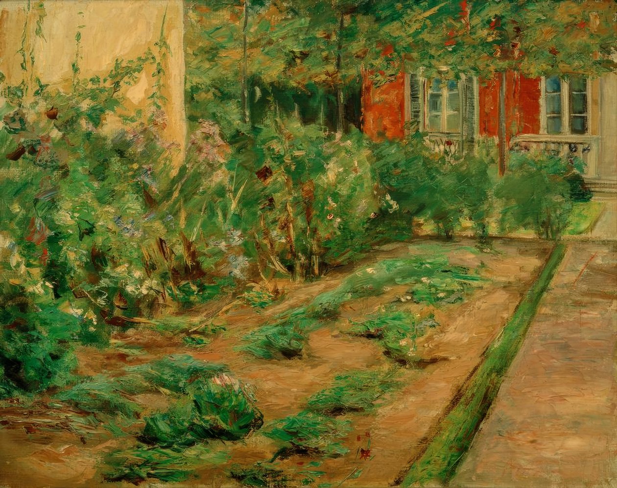 Plantas perenes florais no jardim derramado para o nordeste de Max Liebermann