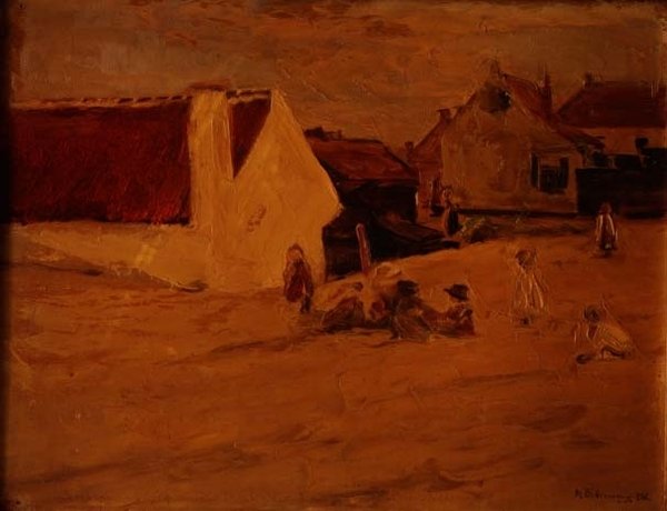Crianças brincando em uma vila de Max Liebermann