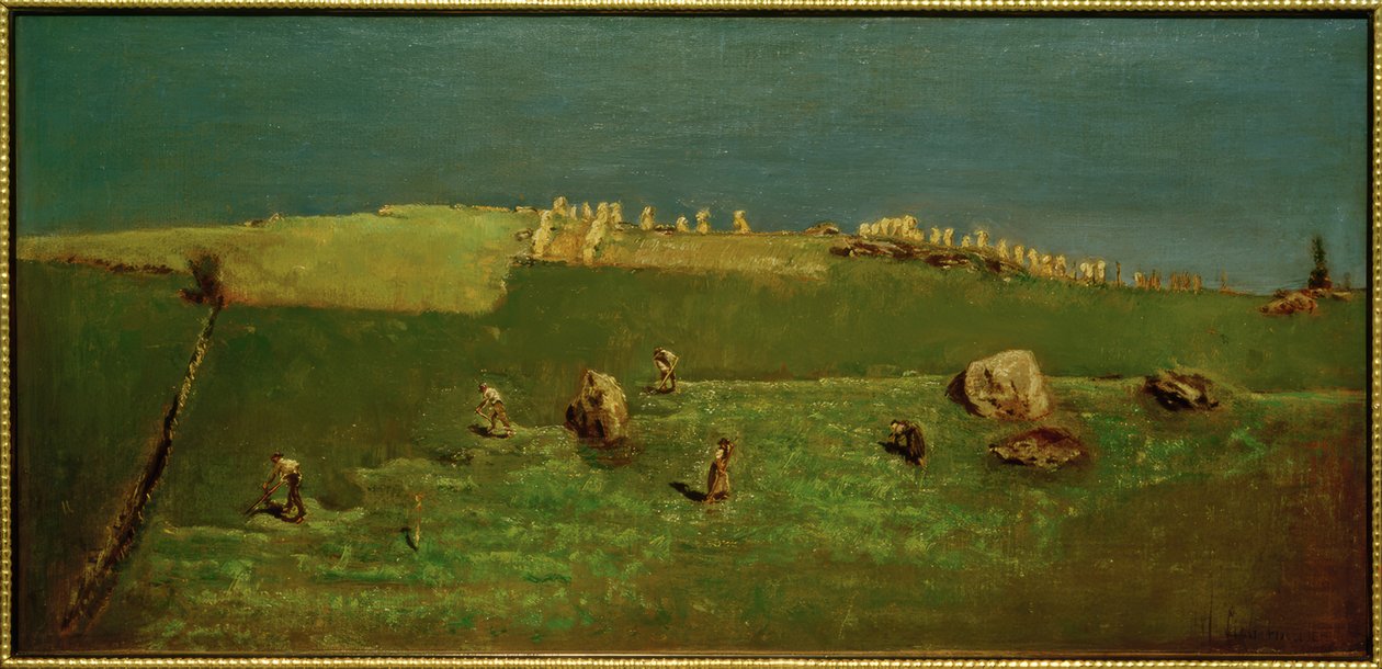 O cortador de grama - colheita de feno no Tirol de Max Liebermann