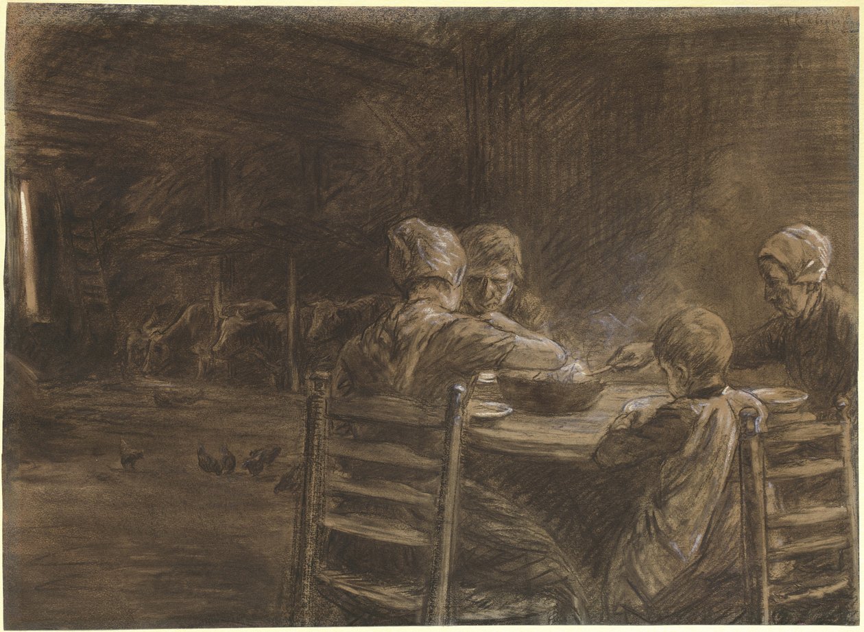 Camponeses da Frísia Oriental comendo a ceia de Max Liebermann