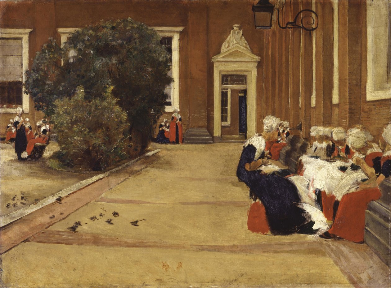 Intervalo no orfanato de Amesterdão (Estudo) de Max Liebermann