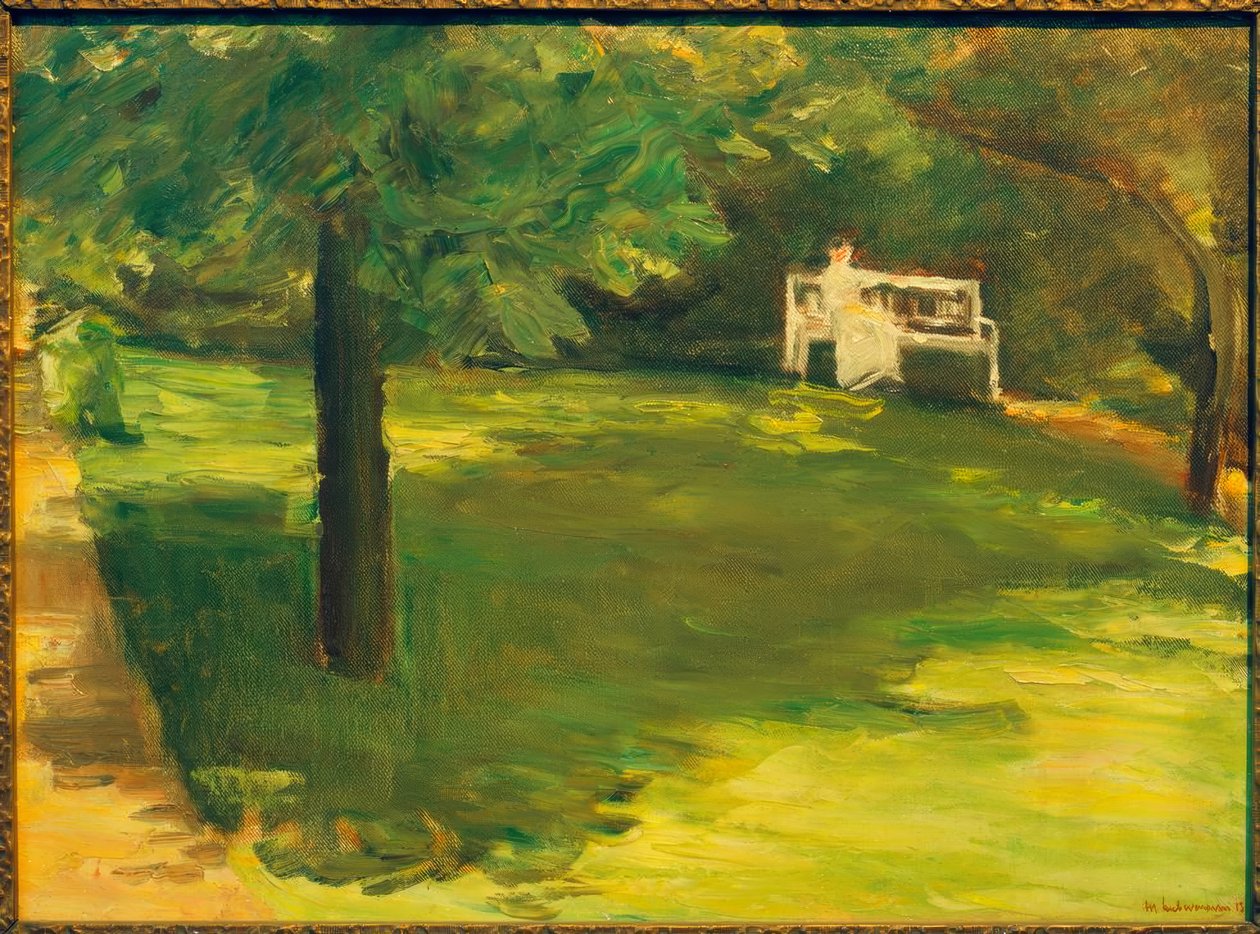 Banco de jardim sob o castanheiro no Wannseegarten de Max Liebermann