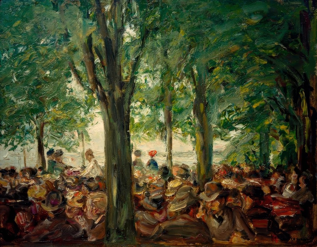Restaurante de jardim no Havel sob árvores (Schildhorn &39;) de Max Liebermann
