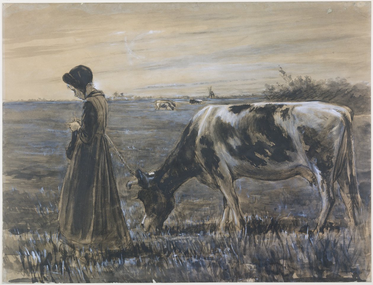 Rapariga com vaca de Max Liebermann