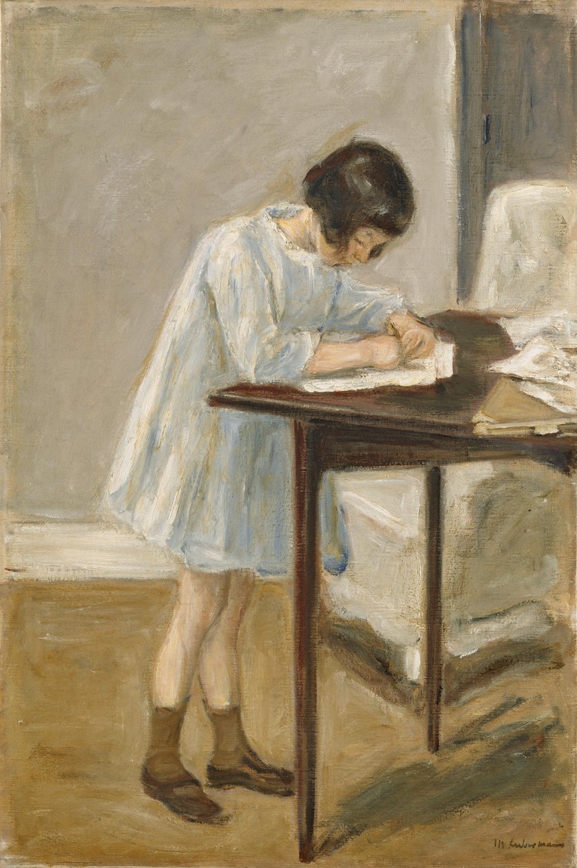 Neta, rapariga de pé a escrever de Max Liebermann