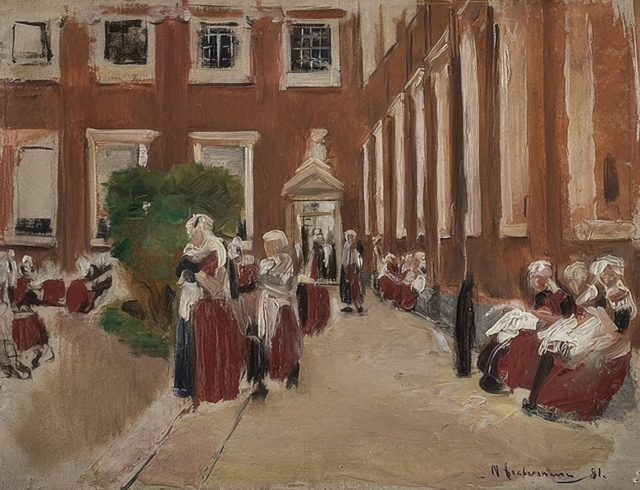 Pátio do orfanato de Amsterdã. 1876 de Max Liebermann