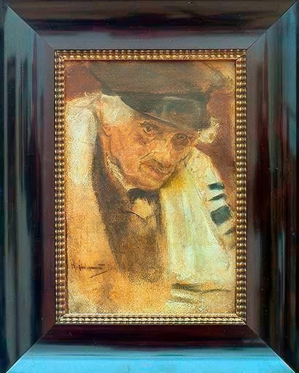 Judeu em xale de oração de Max Liebermann