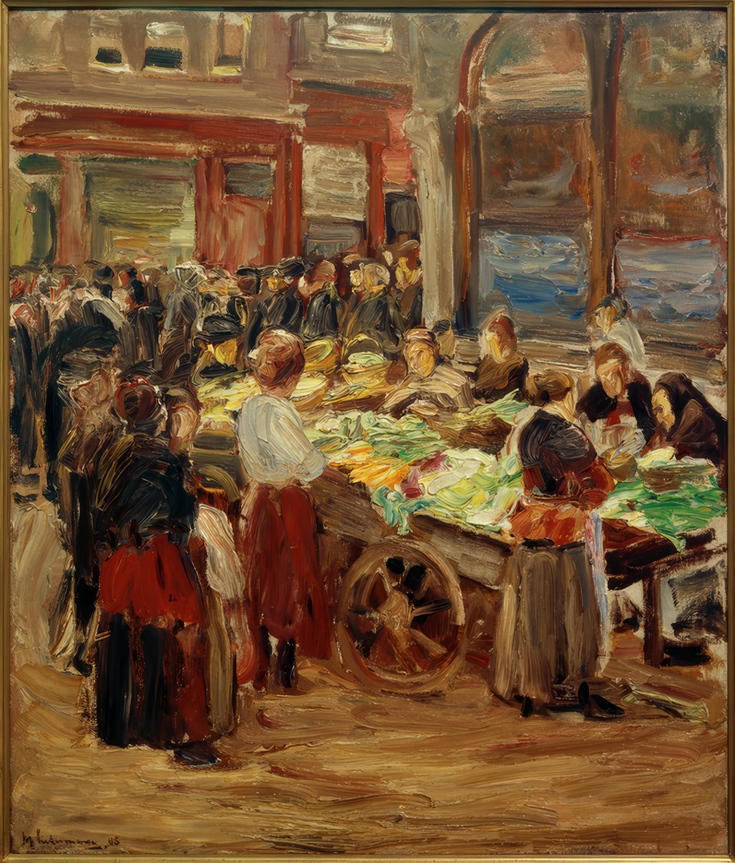 Judengasse em Amsterdã - mercado de vegetais de Max Liebermann