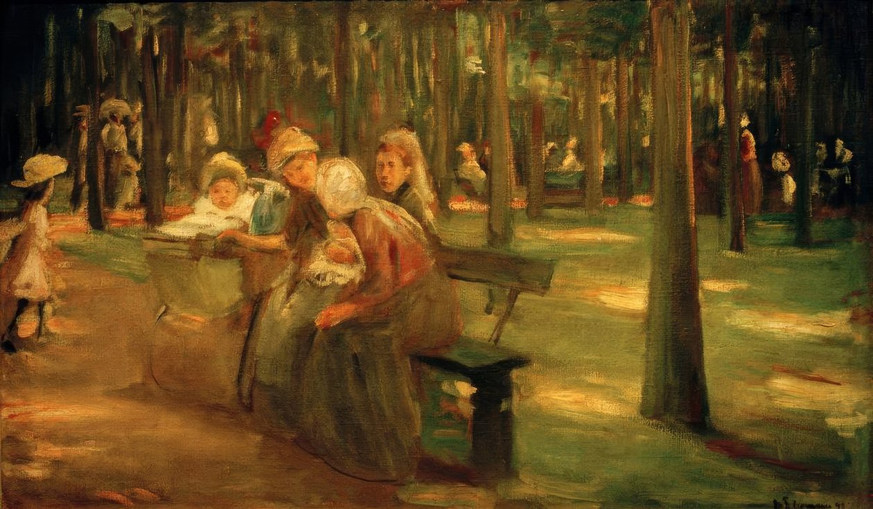 Babá e freiras no Tiergarten de Max Liebermann