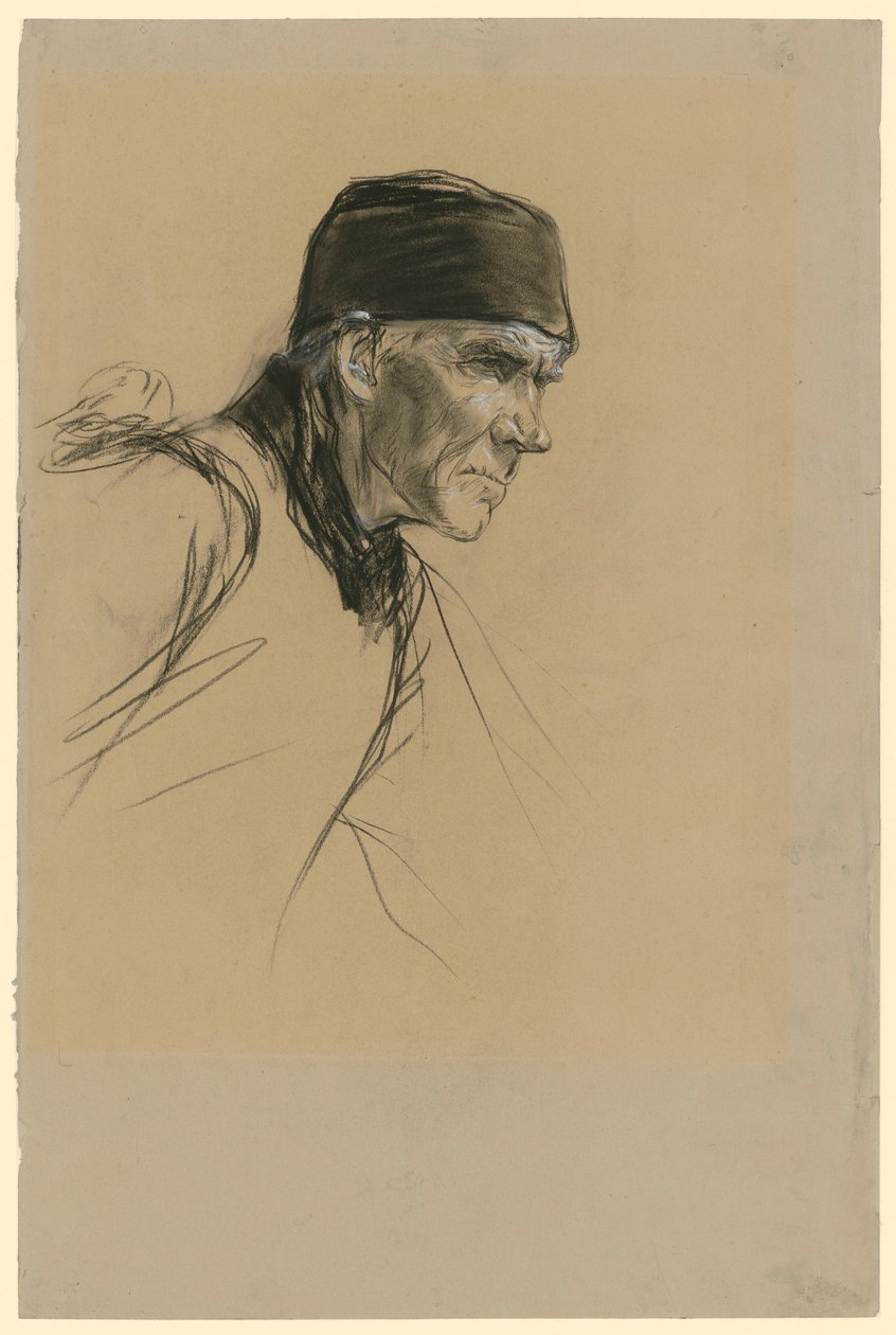 Cabeça de um camponês holandês (esboço para o quadro «Camponês a Caminhar») de Max Liebermann