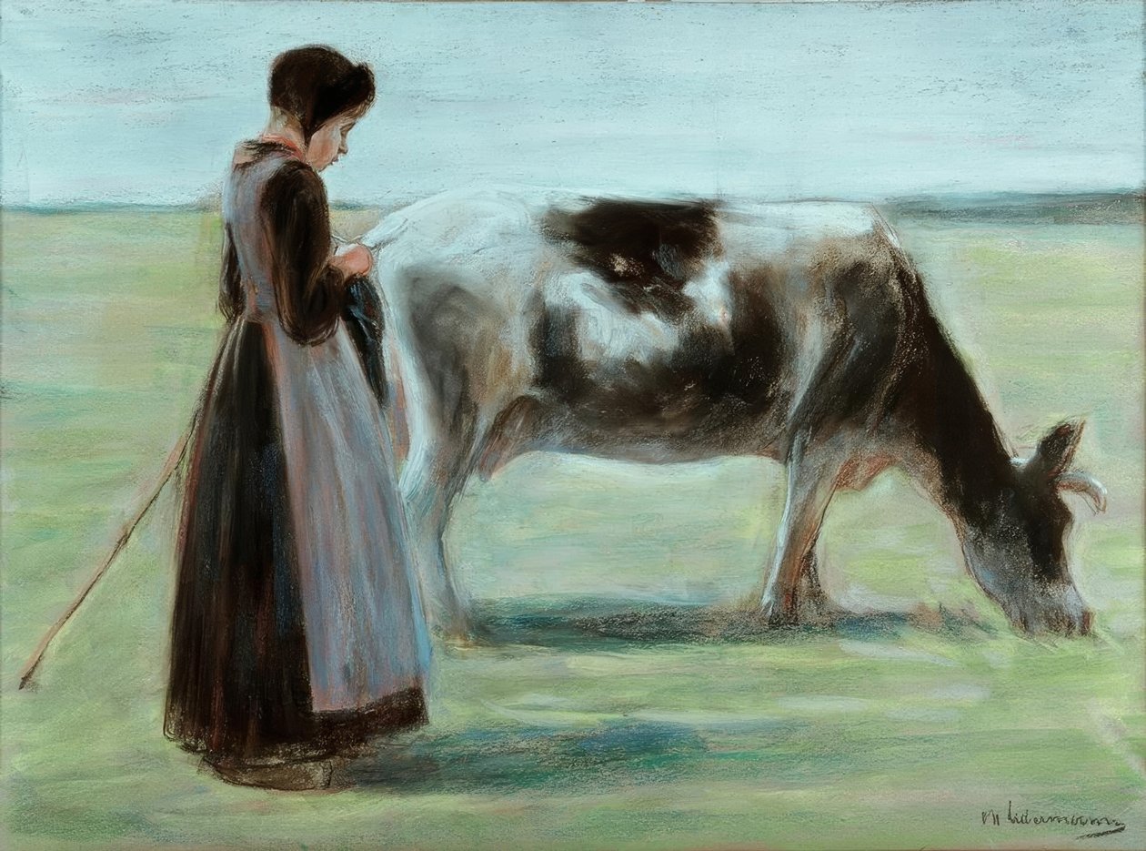 Menina com vaca de Max Liebermann